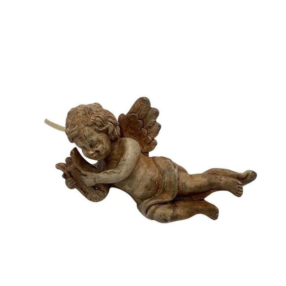 Vintage Hand-Carved Wooden Cherub Angel Ornament Figurine - Picture 1 of 9